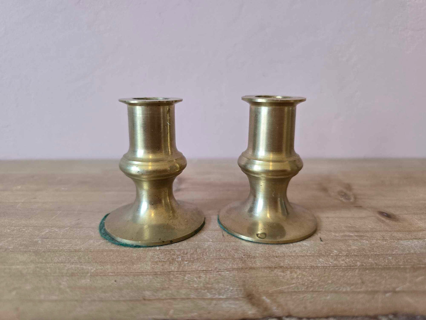 Antique Colonial Style Solid Brass Taper Candlestick Candle Holders - Pair