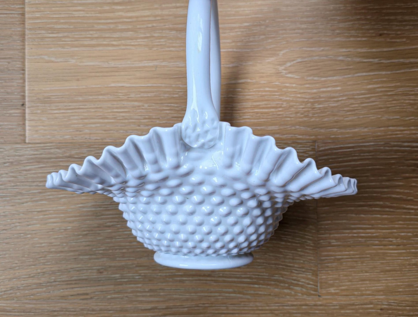 Fenton Hobnail Milk Glass Basket