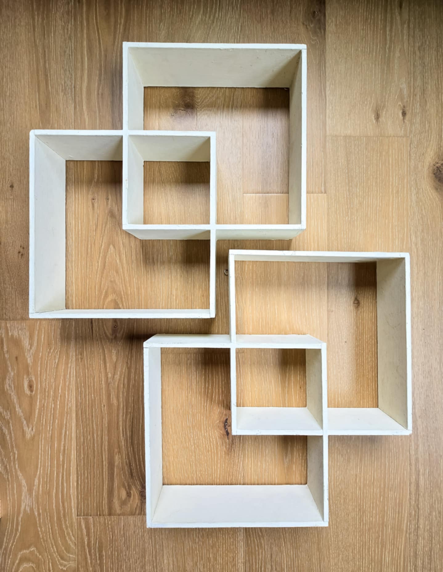Vintage MCM Interlocking Square Floating Shelves - Pair