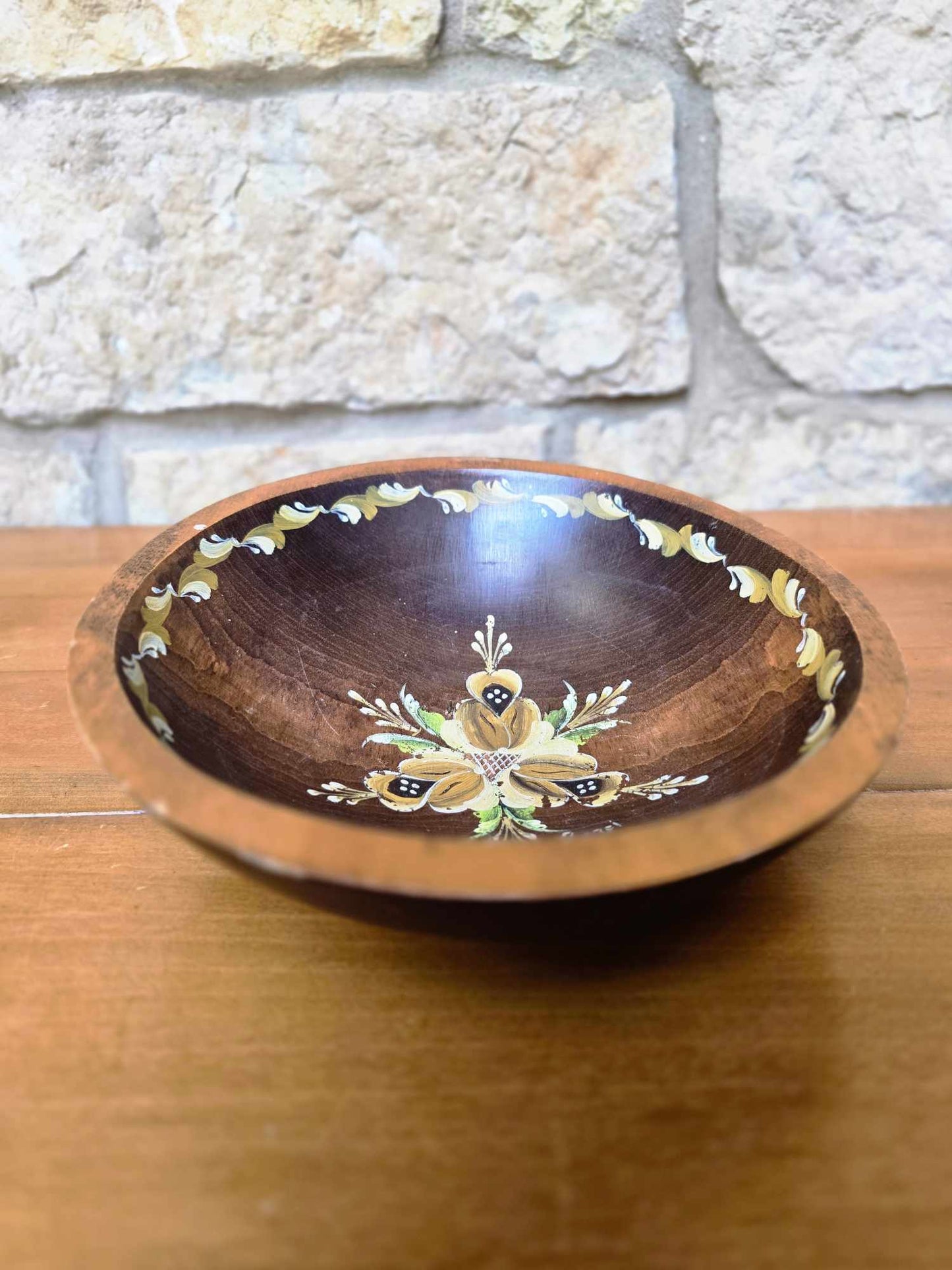 Hand Painted Wooden Bowl by Weston Bowl Mill