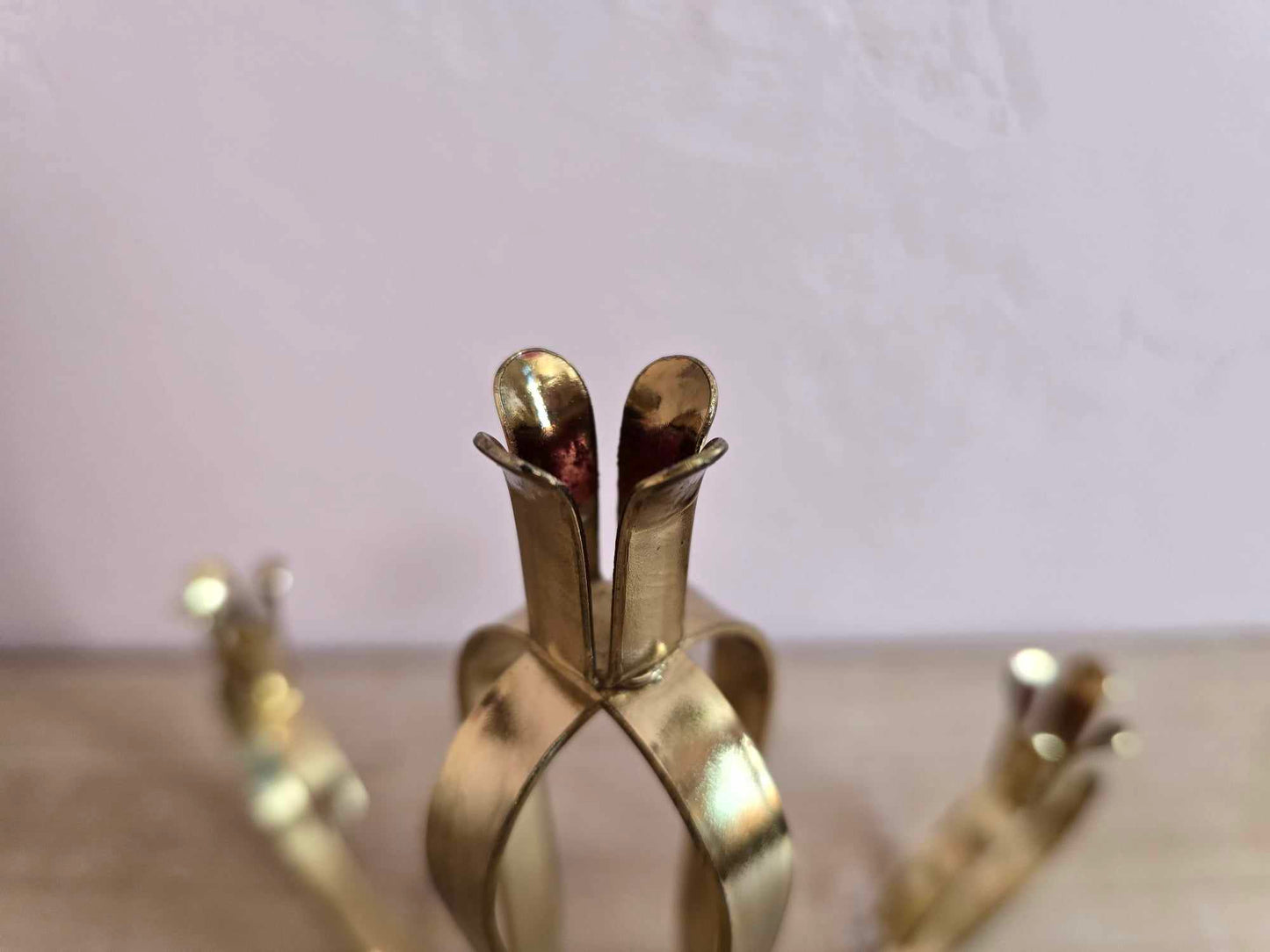 Vintage MCM Gold Tone 4 Arm Candle Holder Candelabra Centerpiece for Mini Tapers