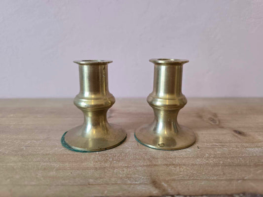 Antique Colonial Style Solid Brass Taper Candlestick Candle Holders - Pair