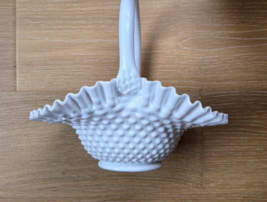 Fenton Hobnail Milk Glass Basket