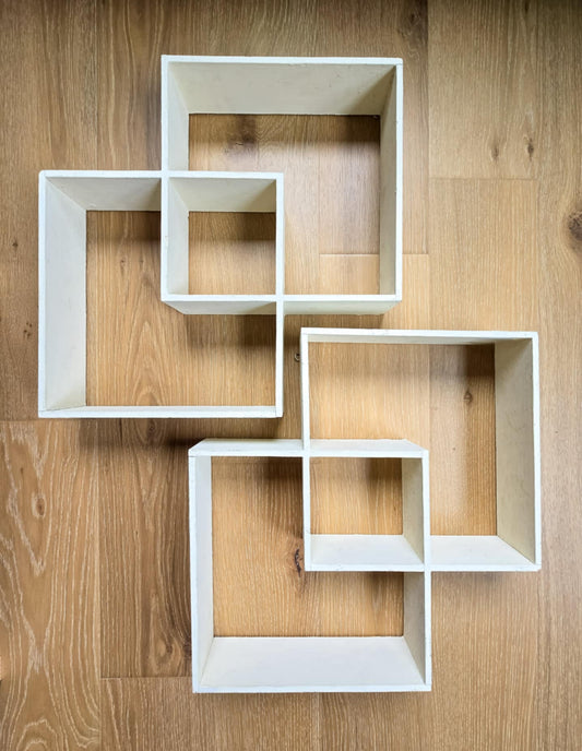 Vintage MCM Interlocking Square Floating Shelves - Pair