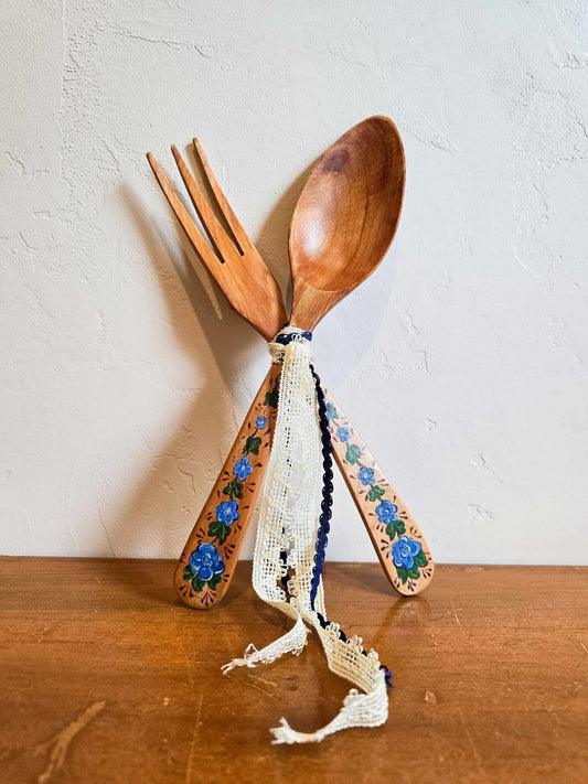 Rosemaled(Scandinavian handpainted) spoon and fork set