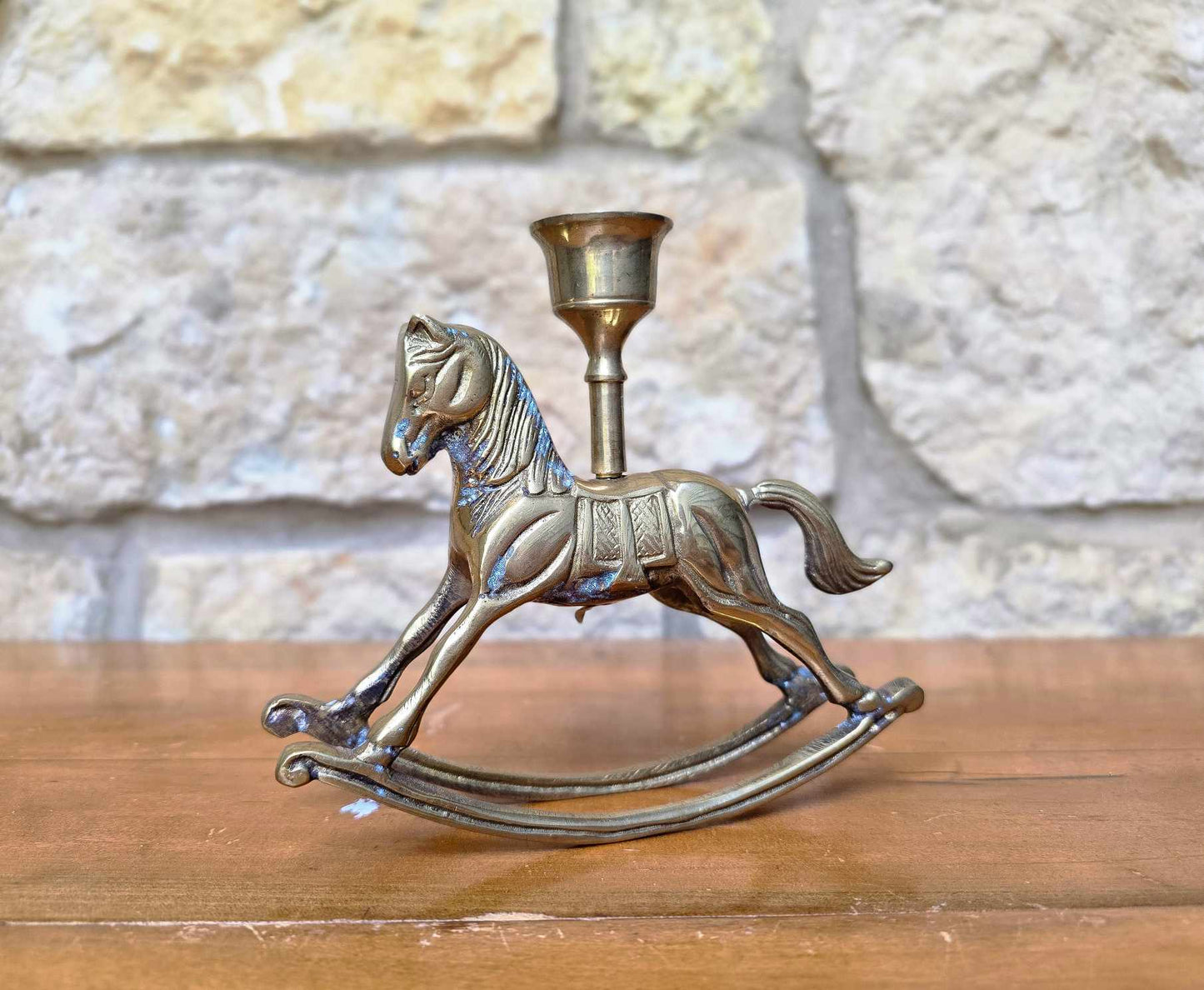 Brass Rocking Horse Candle Holder