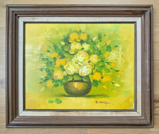Vintage Oil on Canvas Floral B Reagan Painting