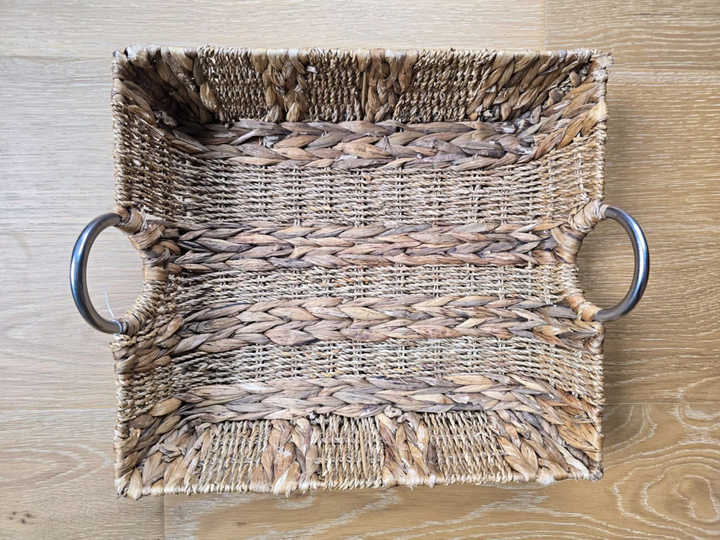 Rectangular Woven Tray Basket with Handles
