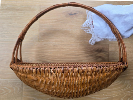 MCM Hand Woven Boho Wicker Gather Harvest Egg Basket with "Gods Eye" details