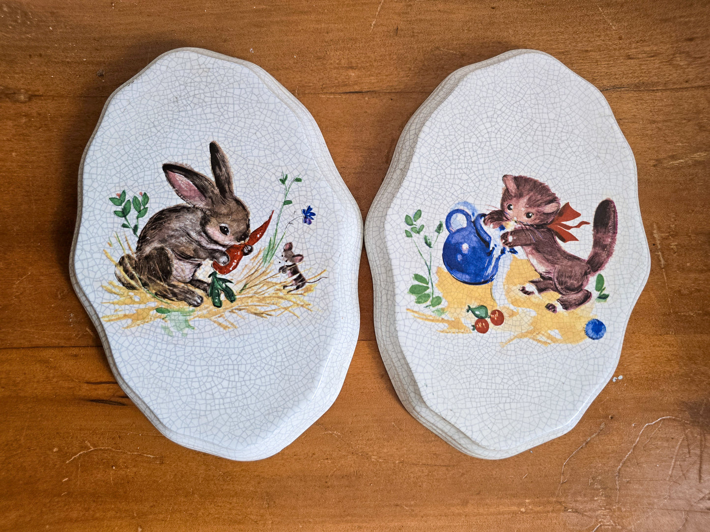 Kitten & Bunny wall plaque set